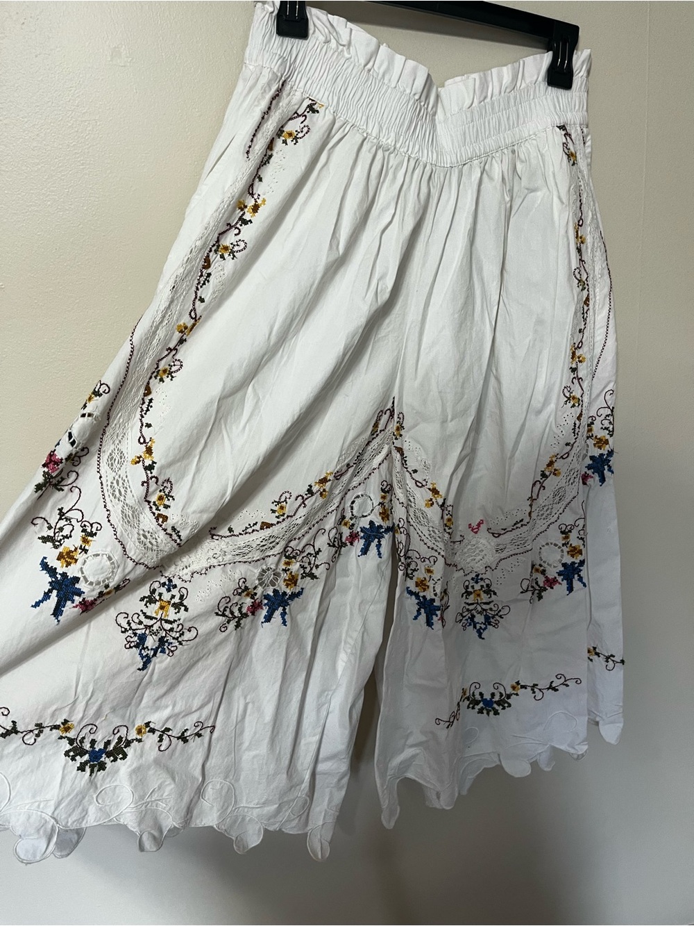 Anthropologie Cream Embroidered Midi Skirt - Picture 4 of 6